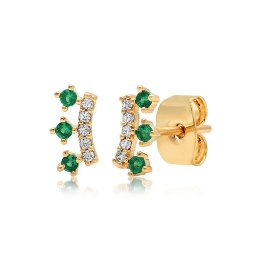 Pave Emerald Climber Studs