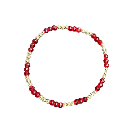 Red Crystal & Gold Bead Bracelet