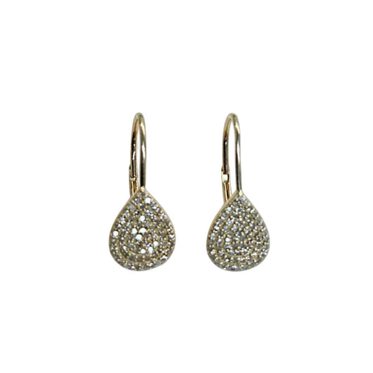 Gold Pave Tear Drop Diamond Earrings