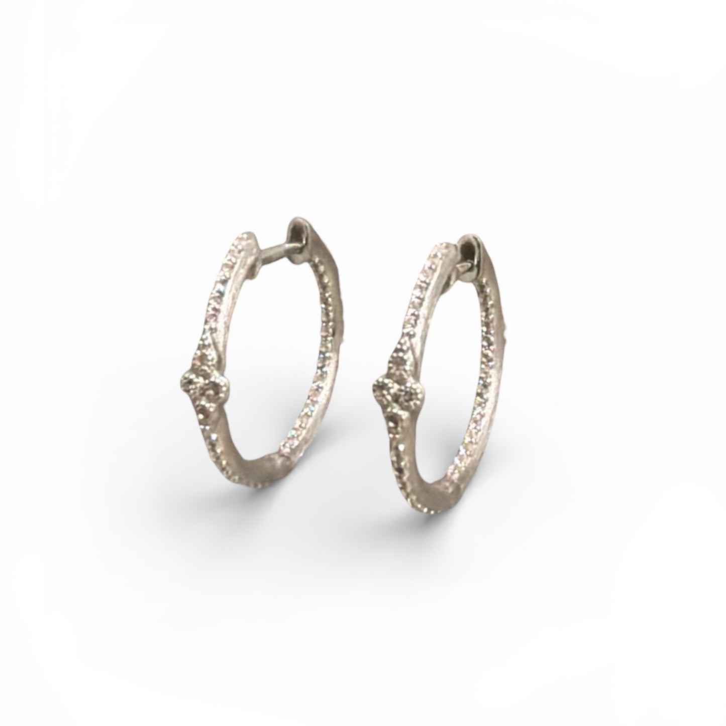 Silver Provence Pave Hoop Earrings