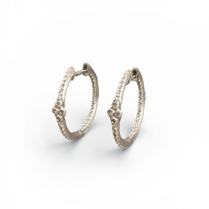 Silver Provence Pave Hoop Earrings
