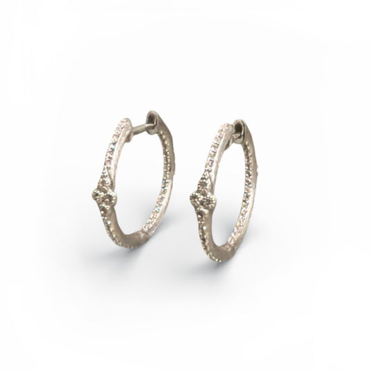 Silver Provence Pave Hoop Earrings