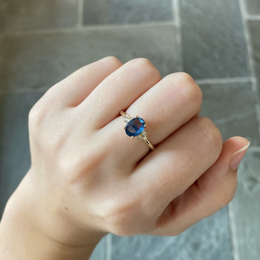 Sapphire with Diamond Trio Ring