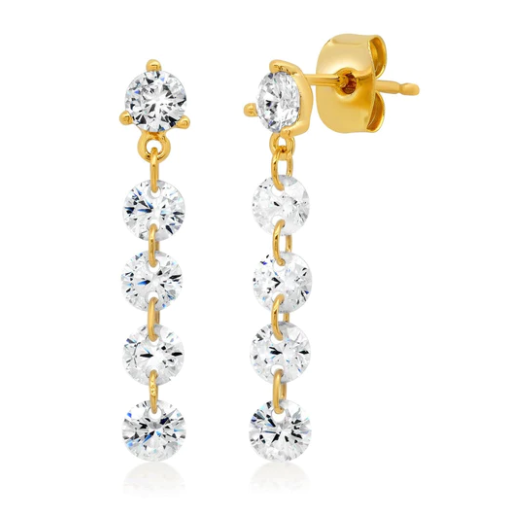 Floating Linear CZ Drop Earrings