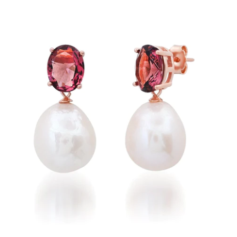 Oval CZ and Pearl Drop Earrings