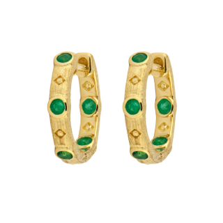 Jane Hoop Earrings With Emerald Inlay