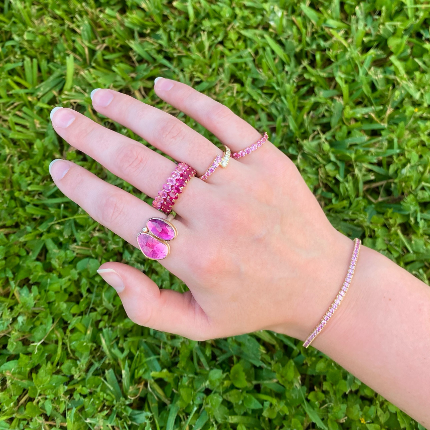 Pink Sapphire & Diamond Bypass Ring