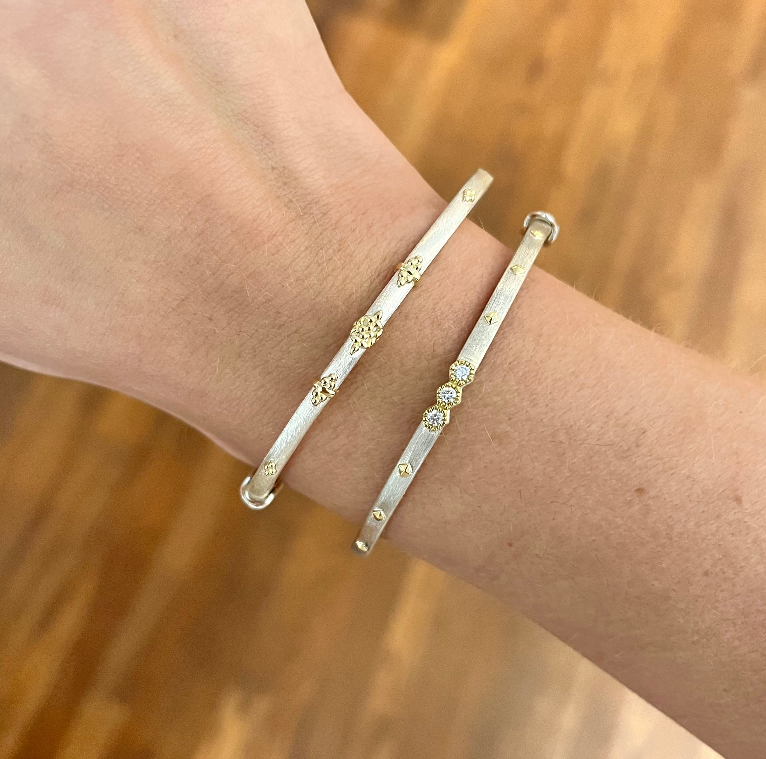 Mixed Metal Beaded Trio Bangle