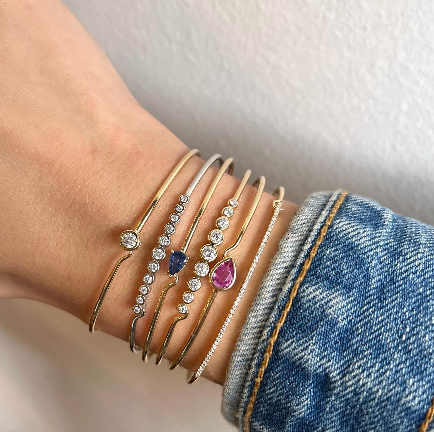 Diamond Bezel Wire Hook Bracelet