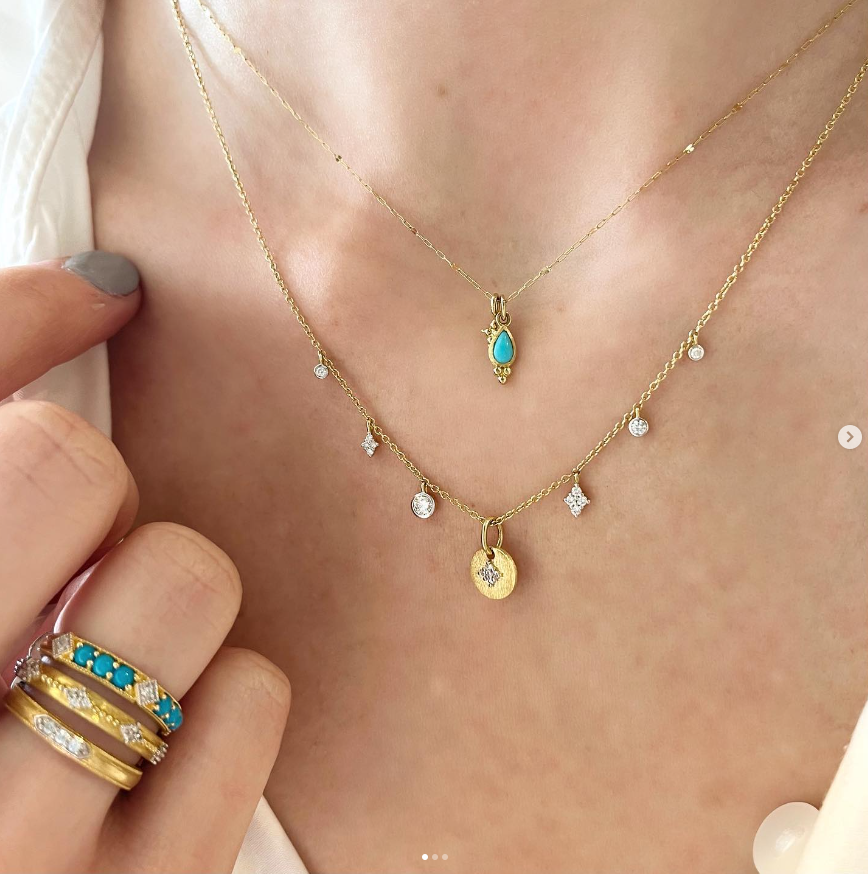 Provence Floating Charm Necklace with White Diamonds