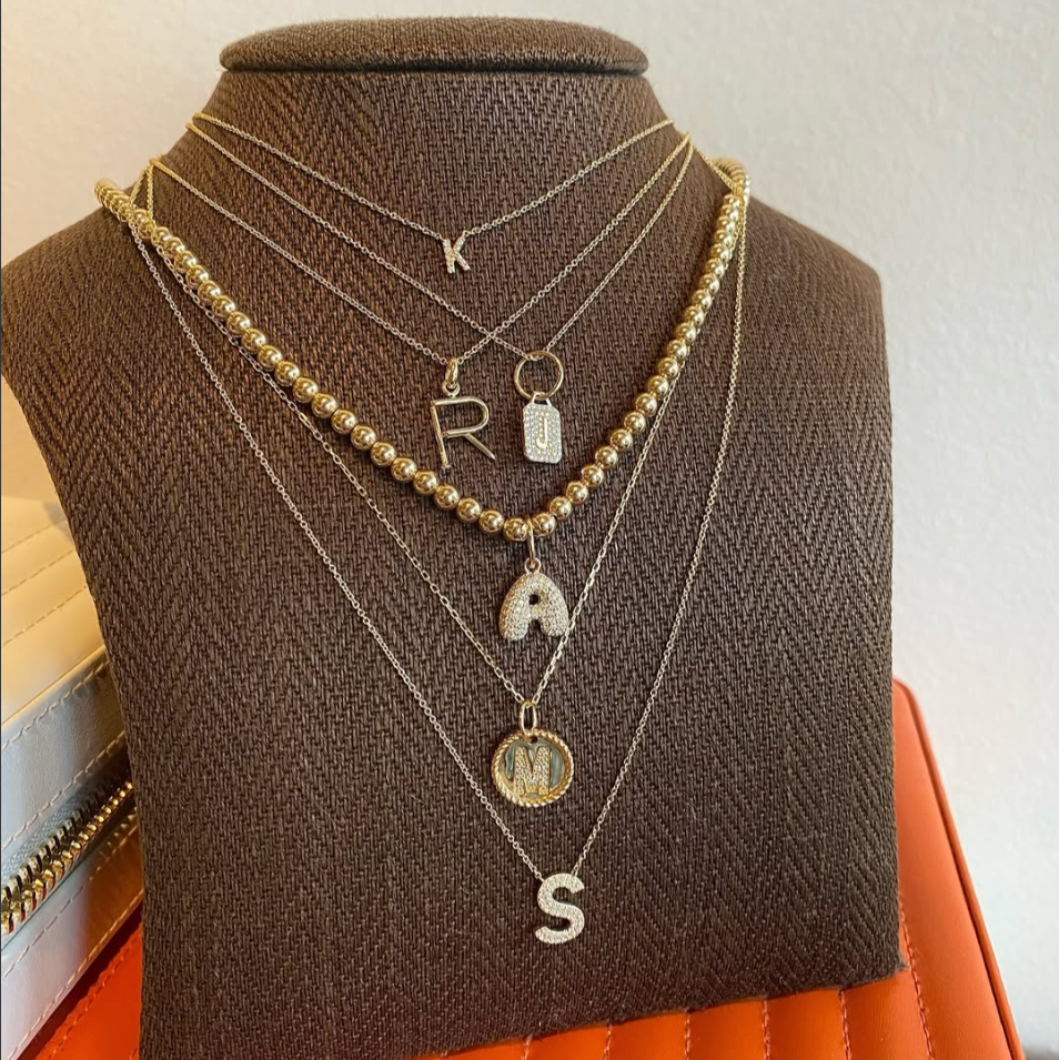 Diamond "M" Initial Pendant