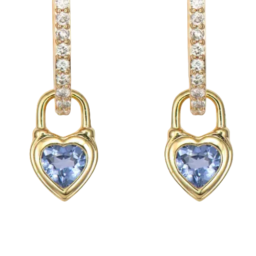Blue Sapphire Heart Earring Charms