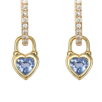 Beating Heart Blue Sapphire Heart Earring Charms