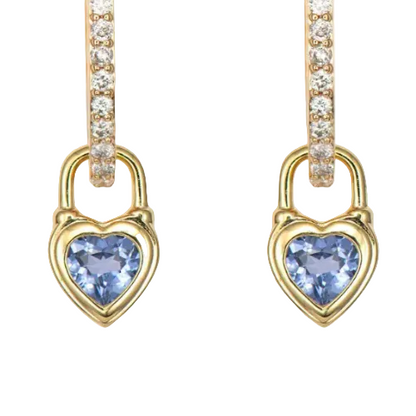Blue Sapphire Heart Earring Charms