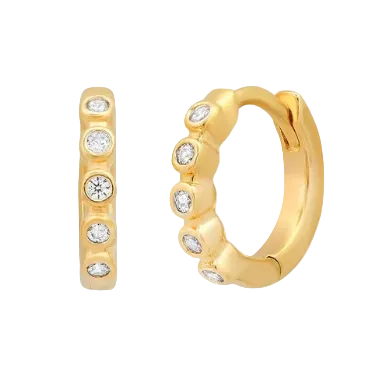 Mini CZ Gold Plate Huggies