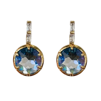 Blue Glass & CZ Huggies