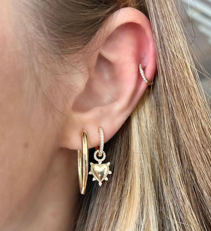 Gold Heart with Diamond Accent Earring Charms