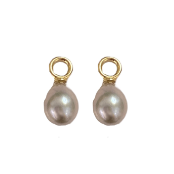Silver Pearl Huggie Charms
