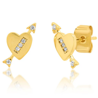 Cupid’s Arrow Heart Studs