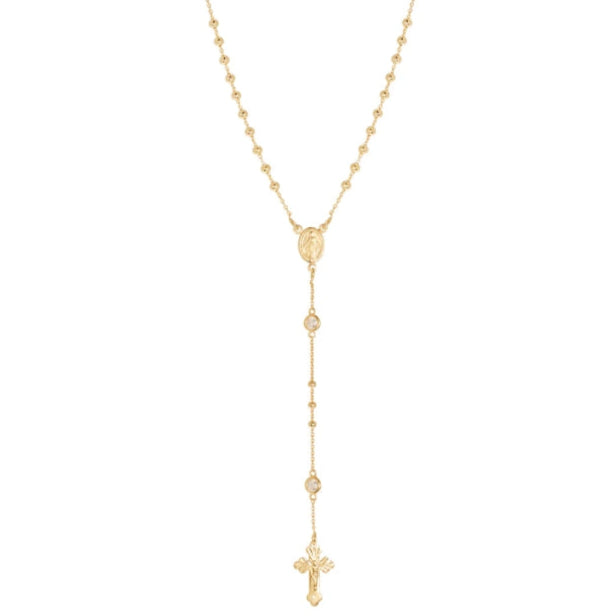 Vermeil Bezel Set CZ Rosary Necklace