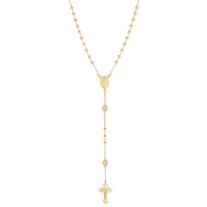Vermeil Bezel Set CZ Rosary Necklace