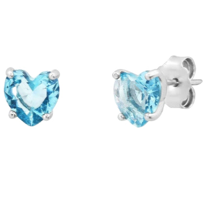 Aqua Heart Stud Earrings