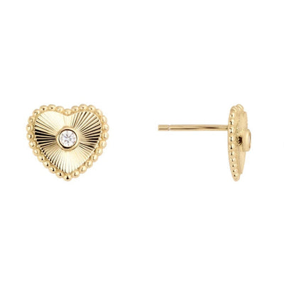 Gold Vermeil Beaded Heart Stud Earrings
