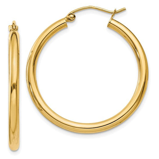 30mm Gold Tube Hoop Earrings