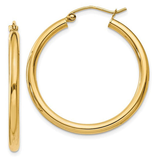 30mm Gold Tube Hoop Earrings