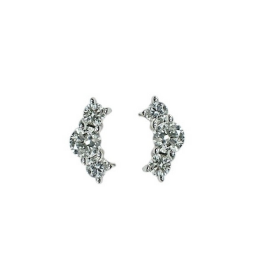 Three Stone Diamond Studs