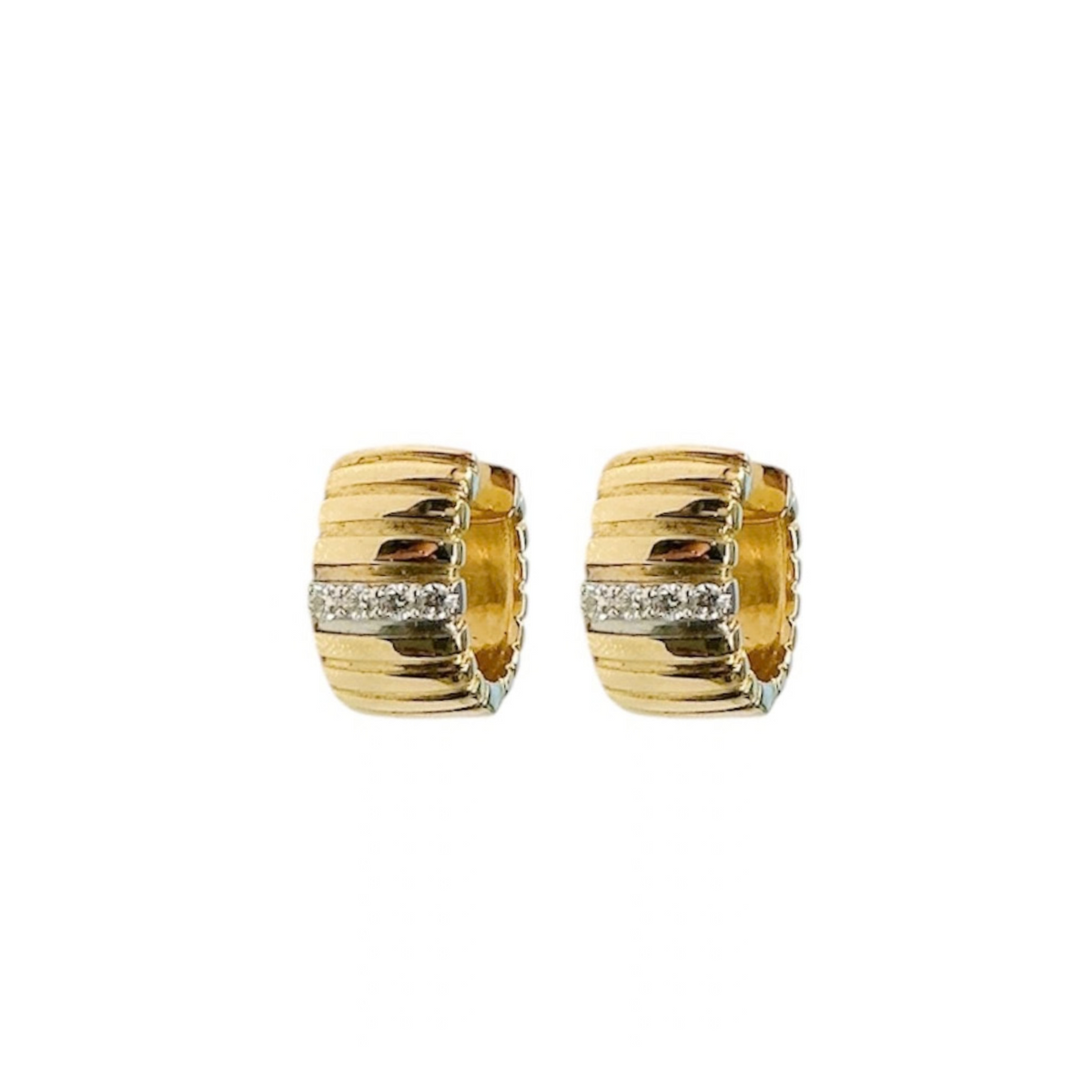 Fluted Diamond Huggie Earrings