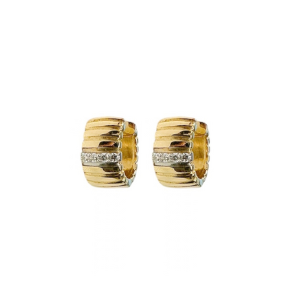 Fluted Diamond Huggie Earrings