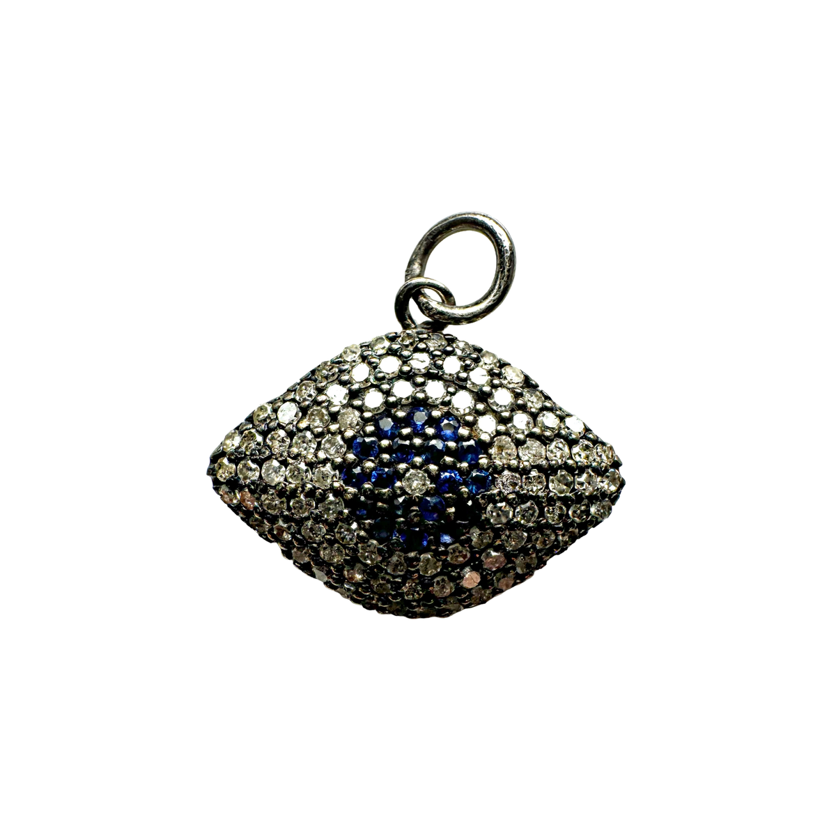 Oxidized Silver Diamond Open Evil Eye Charm