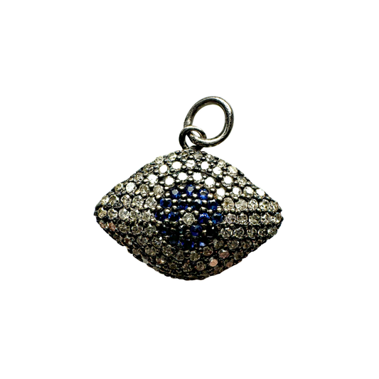Oxidized Silver Diamond Open Evil Eye Charm