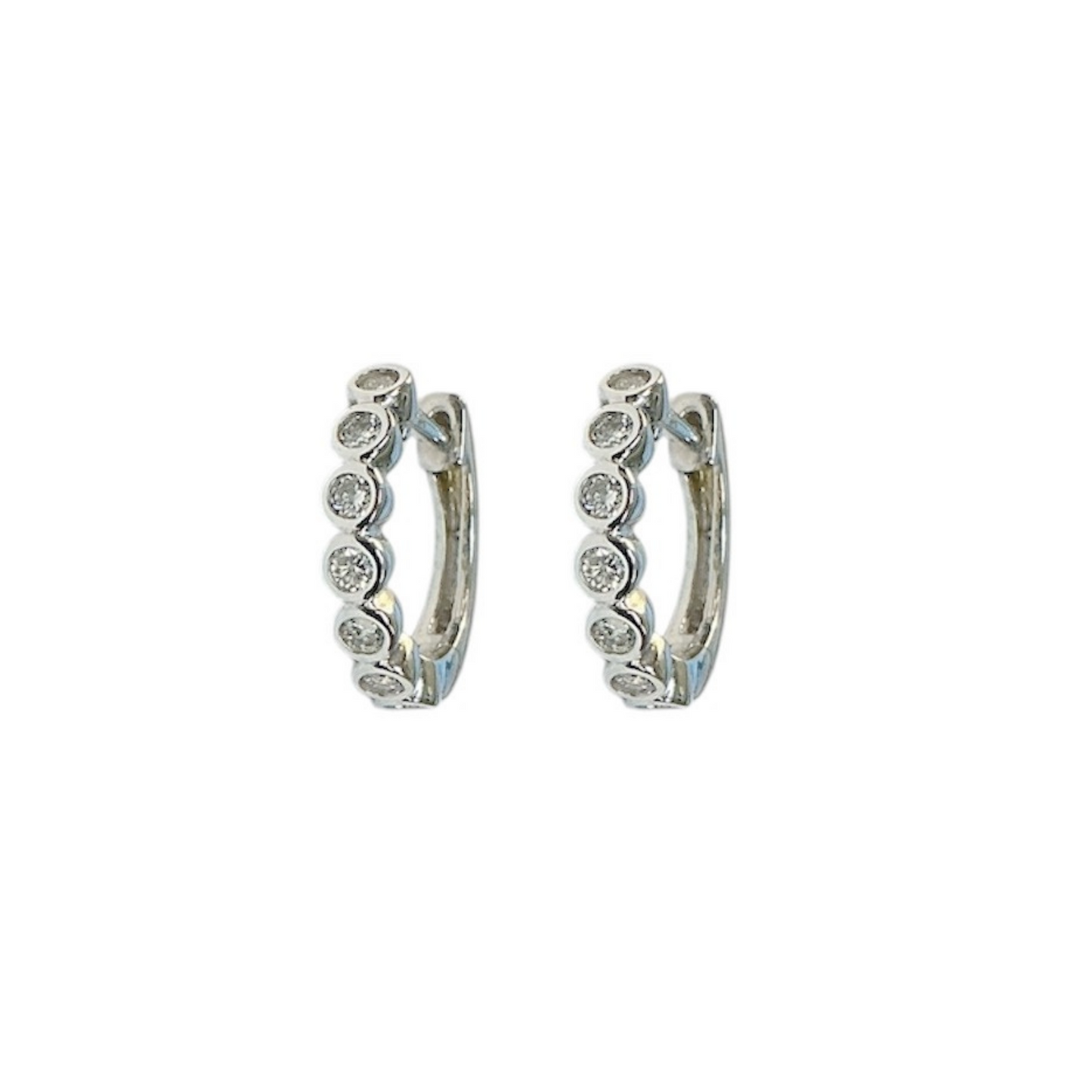 White Gold Bezel Set Diamond Huggies