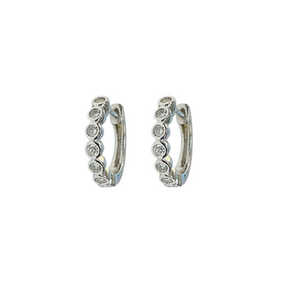 White Gold Bezel Set Diamond Huggies