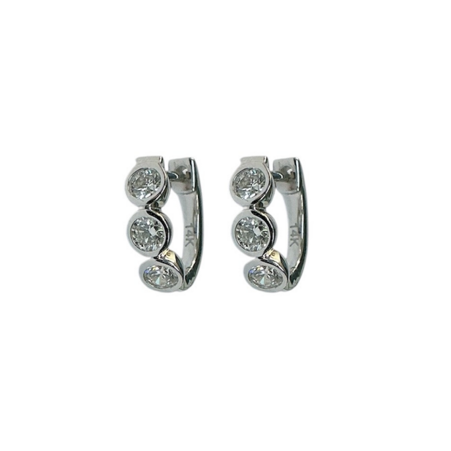 White Gold Diamond Trio Huggies