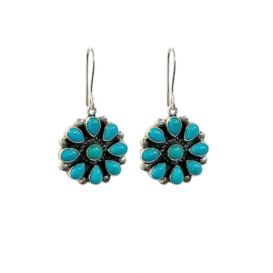 Turquoise Flower Cluster Earrings