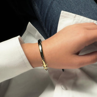 Tapered Gold Hinged Bangle