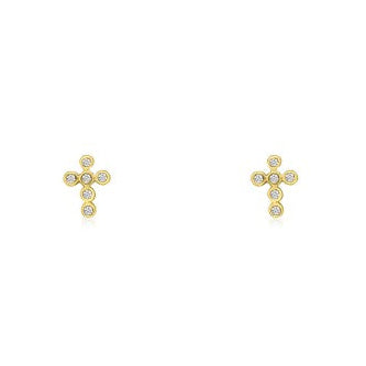 Bezel Set Cross Studs