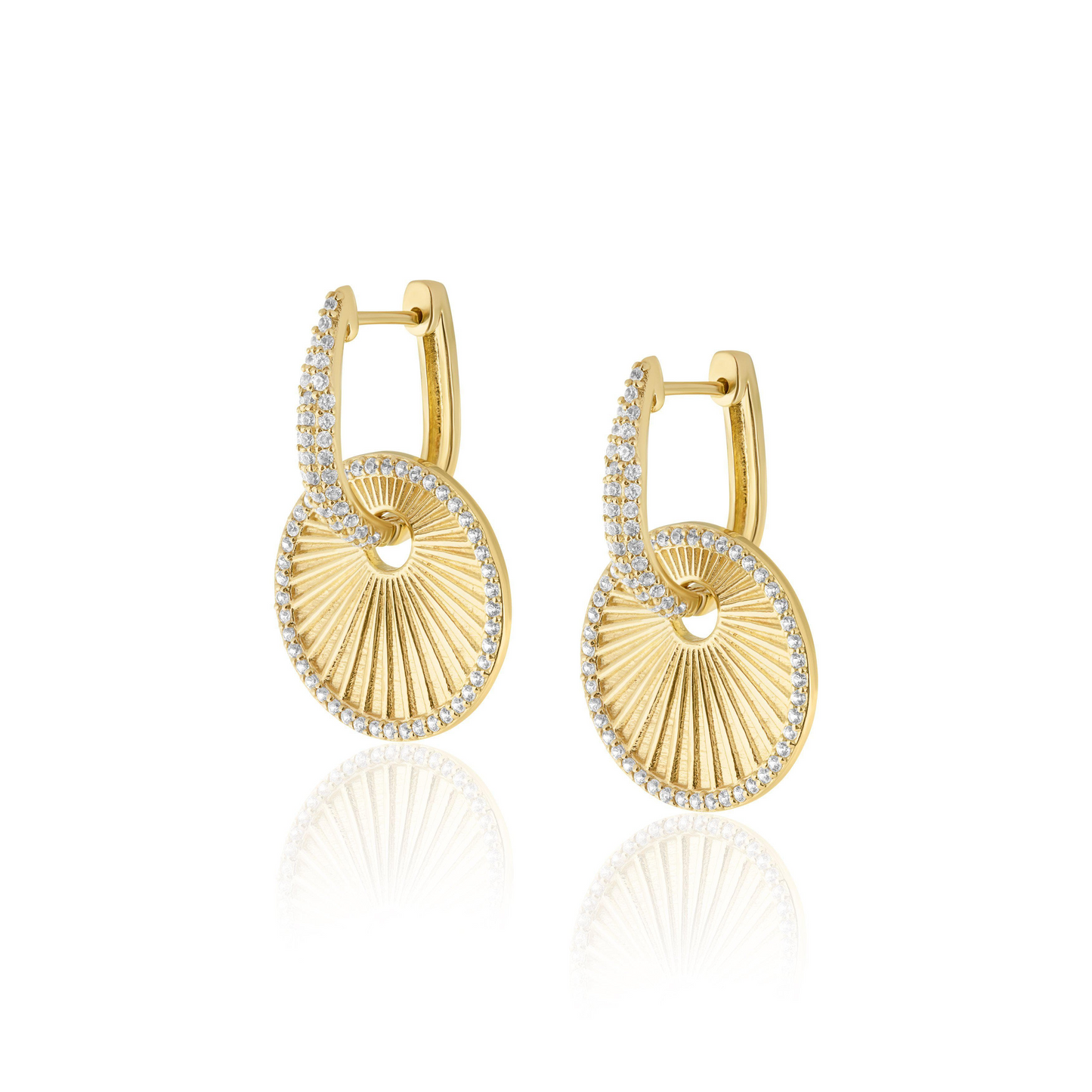 Claw Huggies & Pave Disc Earrings