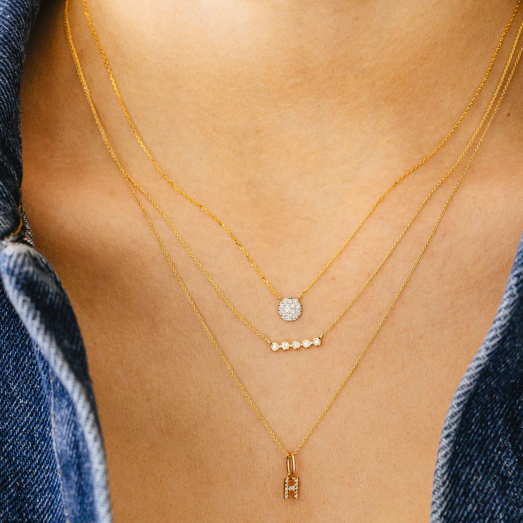 Lauren Joy Mini Disc Yellow Gold Necklace