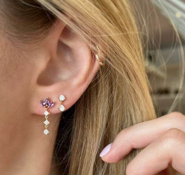 Marquise Amethyst & Diamond Drop Earring