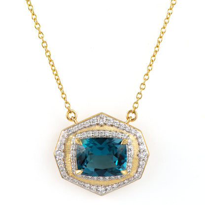 London Blue Topaz and Diamond Necklace
