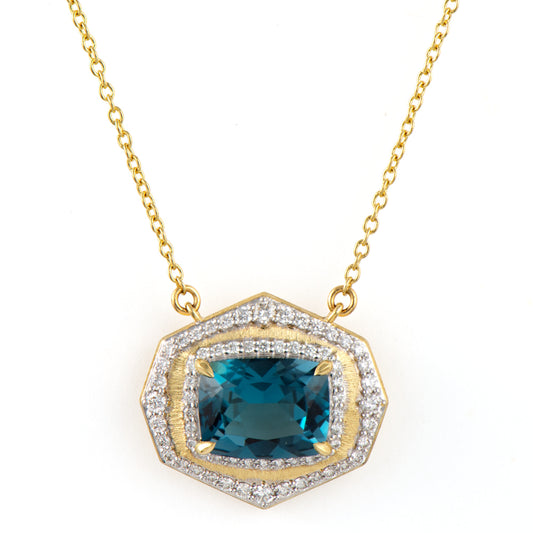 London Blue Topaz and Diamond Necklace