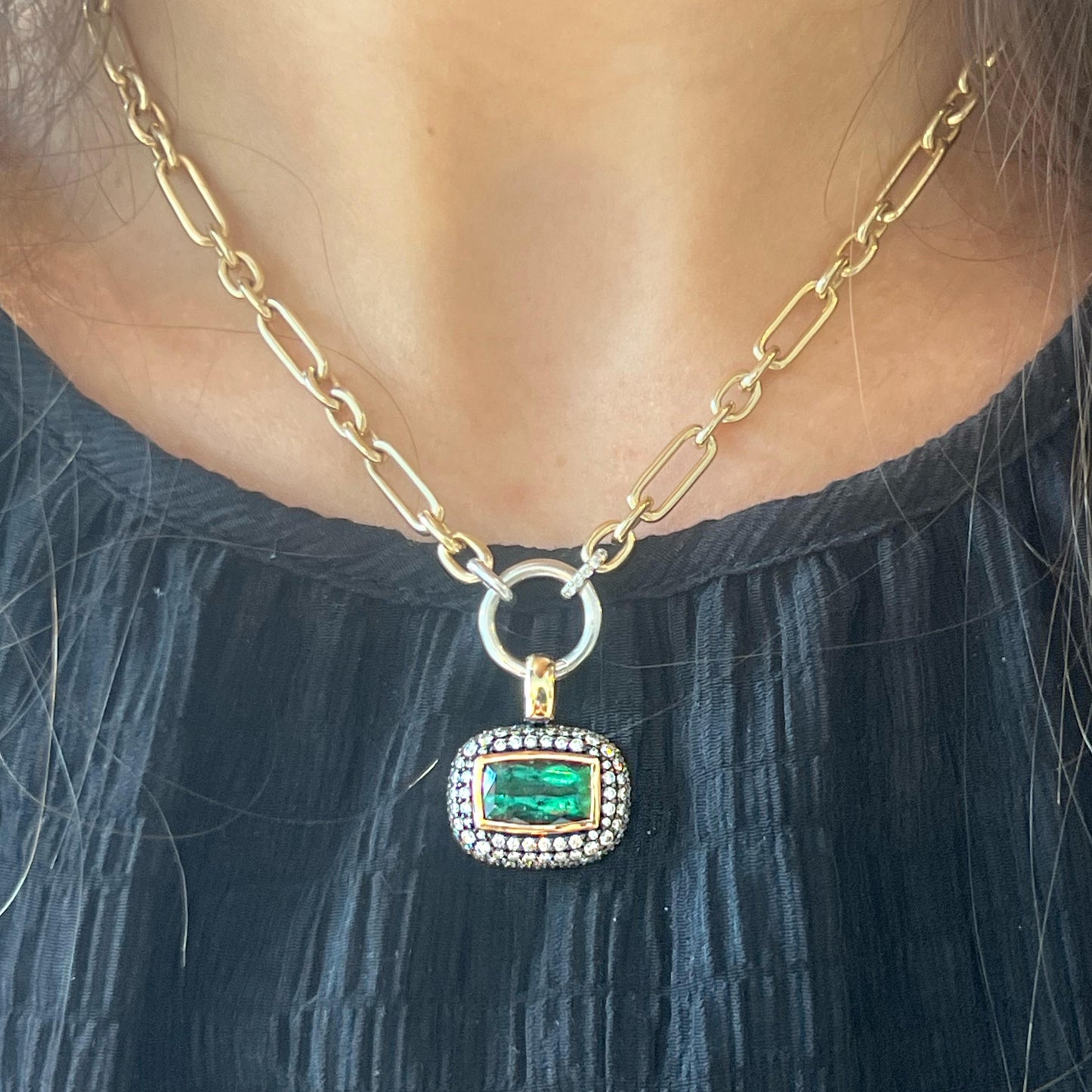 Emerald Two-Toned Pendent