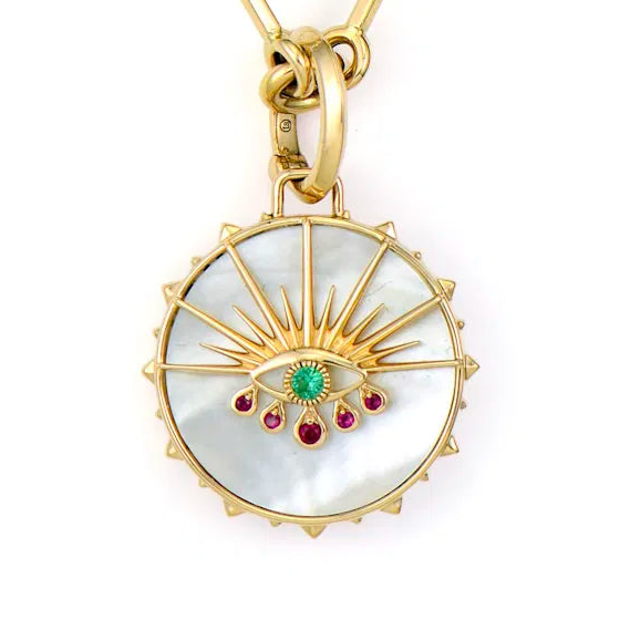 Evil Eye Lotus Flower Tablet Pendant