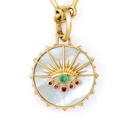 Evil Eye Lotus Flower Tablet Pendant