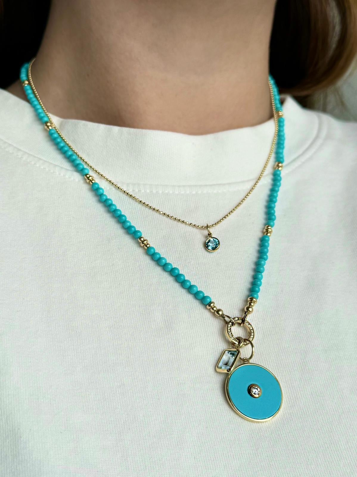 Round Blue Topaz Pendant