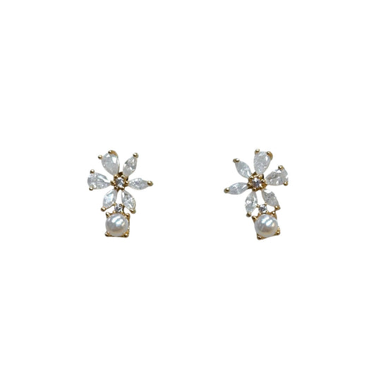 Flower Pearl Accent Stud Earring